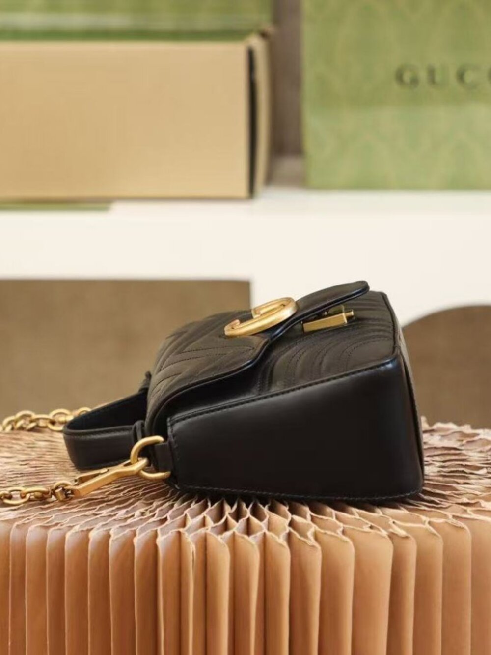 Authentic Gucci GG Marmont Mini Top Handle Bag Black Leather Quilted 547210 with - Picture 8 of 8